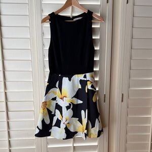 Alice + Olivia Black and Yellow Floral Mini Dress